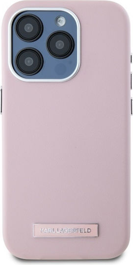 Karl Lagerfeld Fw Metal Plate Magsafe Umschlag Rückseite Kunststoff / Silikon / Leder Rosa (iPhone 15 Pro Max)