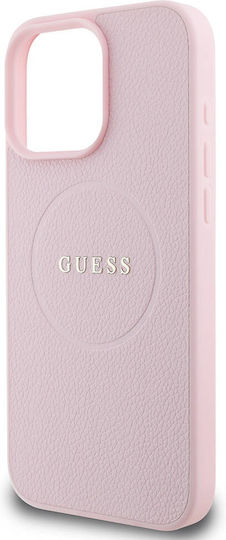 Guess Grained Ring Magsafe Back Cover Πλαστικό / Σιλικόνης / Δερμάτινο Ροζ (iPhone 16 Pro)