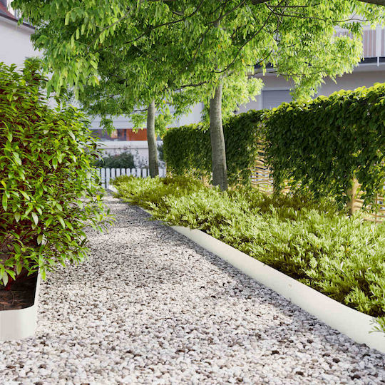vidaXL Metallgartenbordüre in Weiß Farbe 1.03m x 15cm