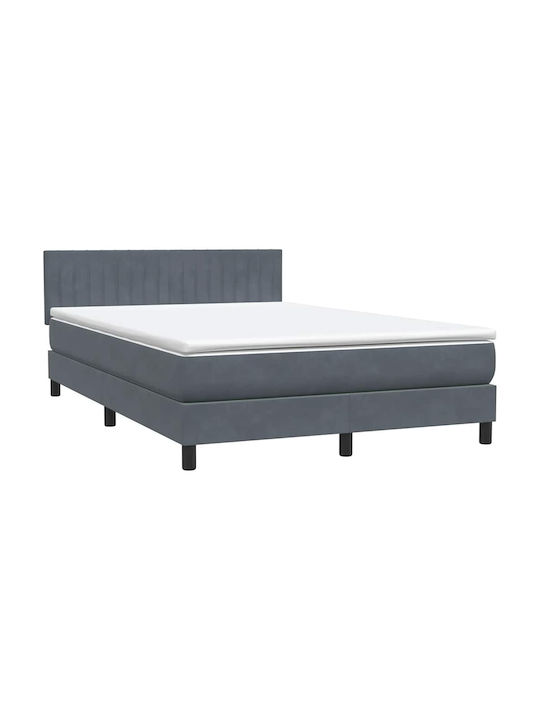 Doppelbett Bezogen mit Stoff Dunkelgrau mit Lattenrost & Matratze 160x210cm