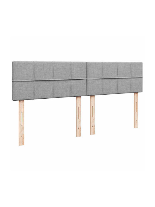 Doppelbett Bezogen Mit Stoff Hellem Grau Mit Lattenrost & Matratze 160x200cm