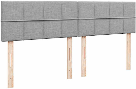 Upholstered Double Bed with Light Gray Fabric with Slats & Mattress 160x200cm