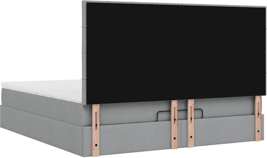 Double Bed Upholstered with Fabric Light Gray with Slats and Mattress 160x200cm 3313168