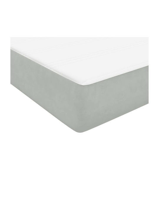 Double Bed Upholstered with Fabric Light Gray with Slats and Mattress 160x210cm