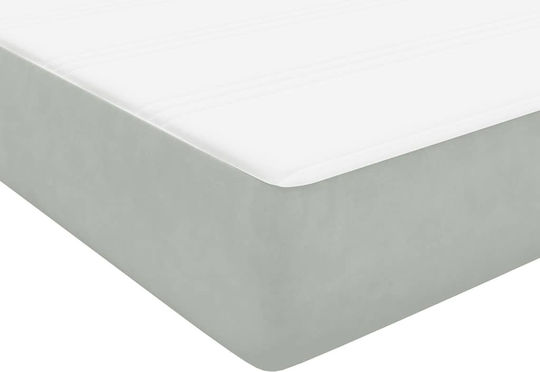 Double Bed Upholstered with Fabric Light Gray with Slats and Mattress 160x210cm