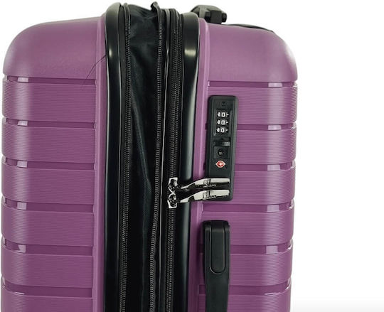 Rain Cabin Travel Suitcase Hard Purple with 4 Wheels Height 55cm