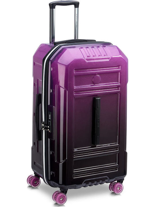 Delsey Rempart Large Hard Travel Suitcase Translucent Purple with 4 Wheels Height 73cm