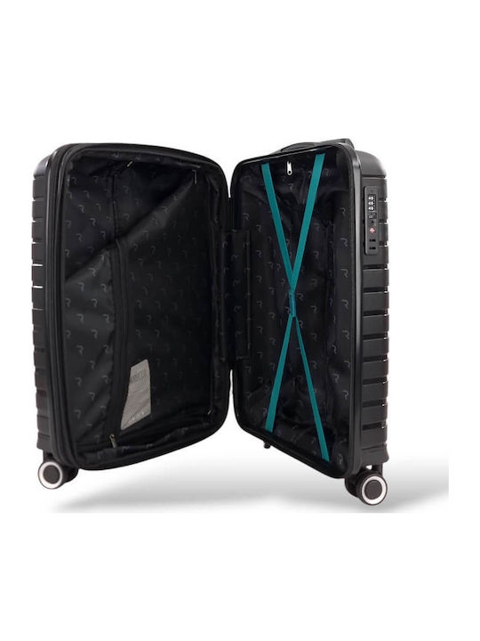 Rain Cabin Hard Travel Suitcase Black with 4 Wheels Height 55cm