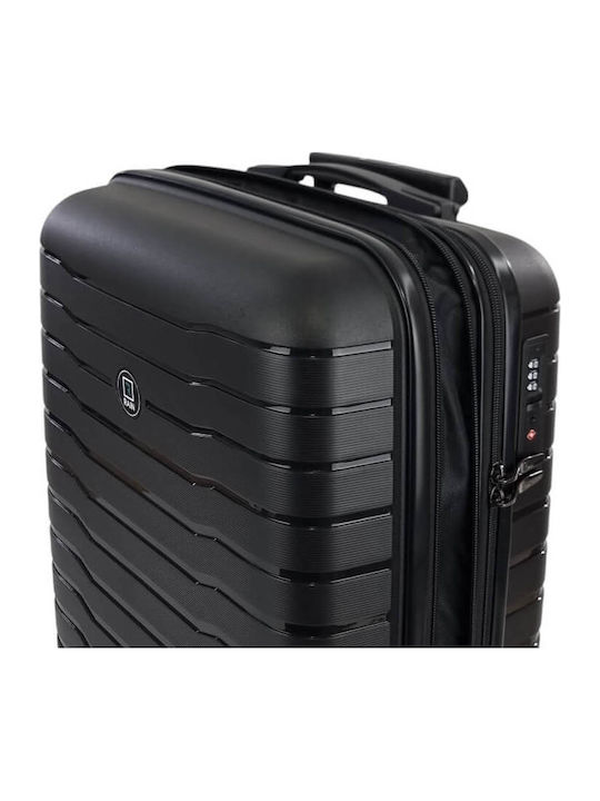 Rain Cabin Hard Travel Suitcase Black with 4 Wheels Height 55cm