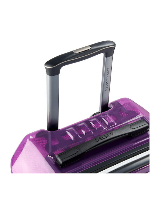 Delsey Rempart Large Hard Travel Suitcase Translucent Purple with 4 Wheels Height 73cm