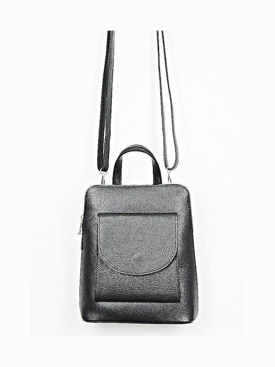 Leather Women's Backpack Handbag Black