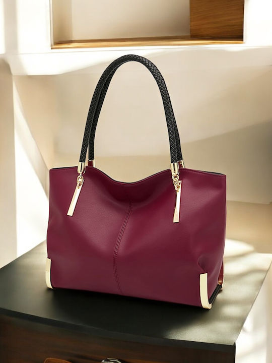Leder Damentasche Shopper Schultertasche Rot