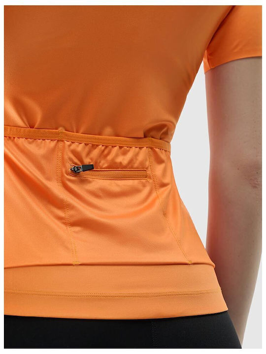 Cycling Women's Athletic Blouse Short Sleeve Fast Drying Orange