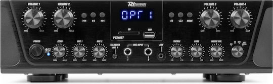 Power Dynamics PV240BT Commercial Power Amplifier 4 Zone Equipped with USB/FM/Bluetooth Black