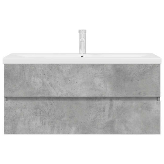 vidaXL Waschtisch mit Waschbecken L100xB45xH38.5cm Grey Concrete