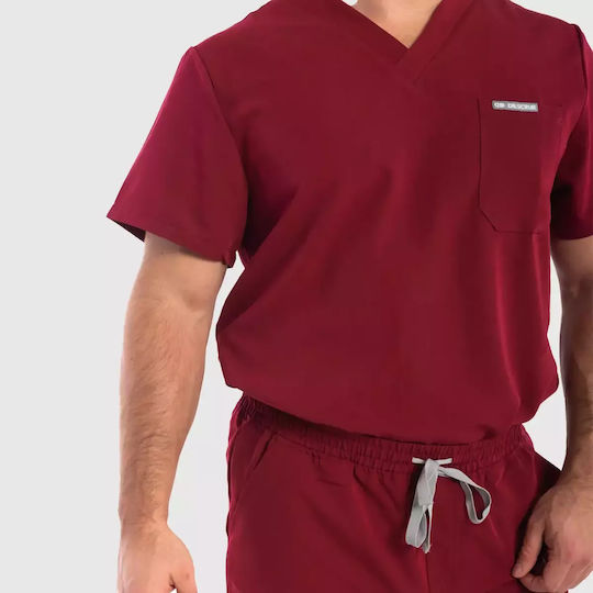 Dr. Scrub Men's Burgundy Medical Blouse