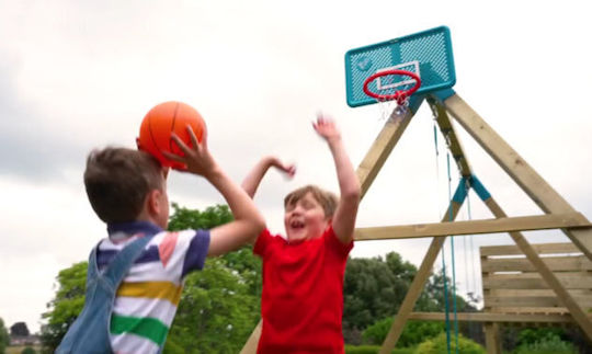 Kids Swing Set with 3 Swings and 1 Basketball Hoop Kingswood High Quality 243cm