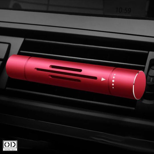 Car Air Freshener Vent Clip Featuring 5 Reusable Natural Oil Scent Refills Aluminum Red Original Deals
