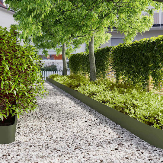vidaXL Metal Garden Border in Silver Color 1.03m x 20cm