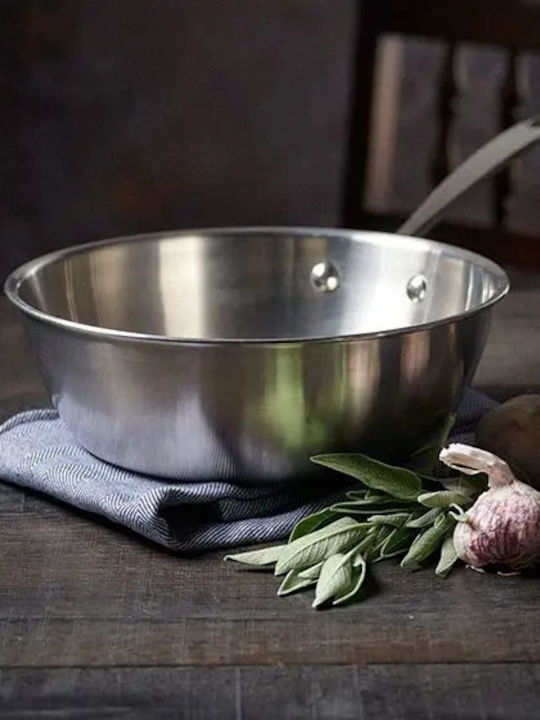 Stellar Eclipse Deep Frying Pan Stainless Steel Aluminum 24 Cm Silver