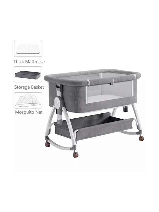 YAZOCO Cradle-Park with Mattress and Wheels Gray