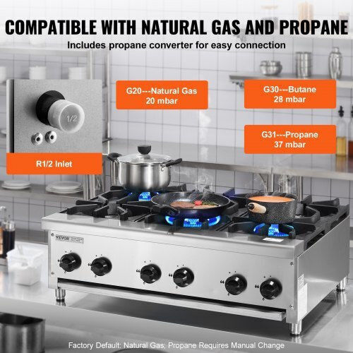 Vevor Natural Gas Cooktop Sextuple