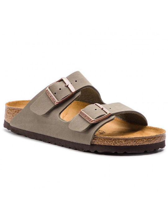 Birkenstock Leather Women's Flat Sandals Anatomic Stone Narrow Fit