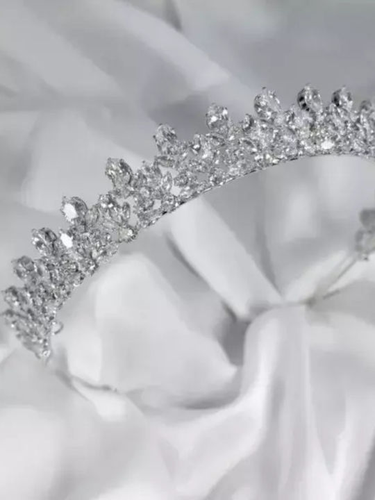 Bridal Tiara Zircon Oval Round Shape Queen Vivian Tiara Ba012 Hair Duty Hrd-ba012