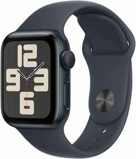 Apple Watch SE 2024 Aluminium 40mm Waterproof with Heart Rate Monitor (Midnight with Midnight Sport Band (S/M))