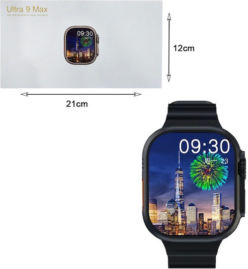Ultra 9 Max Smartwatch mit Pulsmesser (Schwarz)