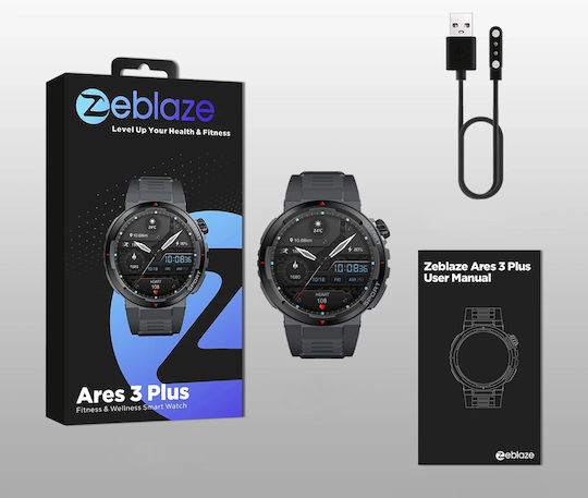 Zeblaze Ares 3 Plus 46mm Smartwatch με Παλμογράφο (Μαύρο)