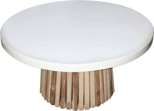 Central Coffee Table Solid Natural Colour White Surface Central Coffee Table Solid Natural Colour White Surface