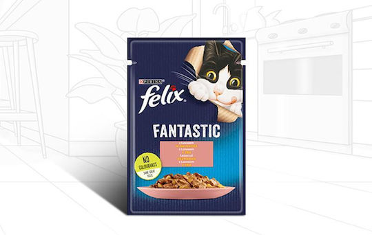 Felix Υγρή Τροφή για Ηλικιωμένες Γάτες σε Φακελάκι με Σολομό 85gr