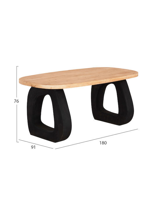 Table Dining Room Wooden with Metal Frame Black 180x91x76cm