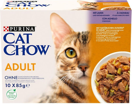 Cat Chow Υγρή Τροφή για Ενήλικες Γάτες σε Φακελάκι με Αρνί χωρίς Γλουτένη 85gr
