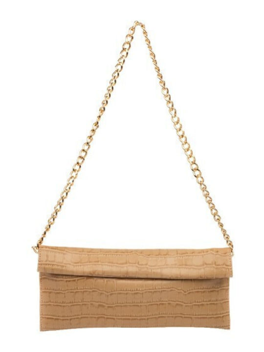 Leder Damen Umschlag Croco Beige