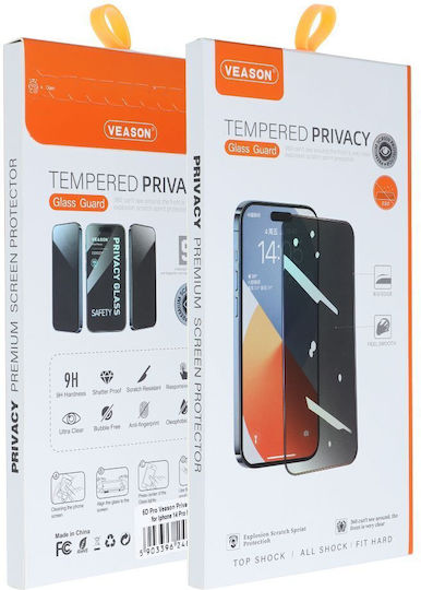 Veason Privacy Tempered Glass Negru (iPhone 14 Pro)