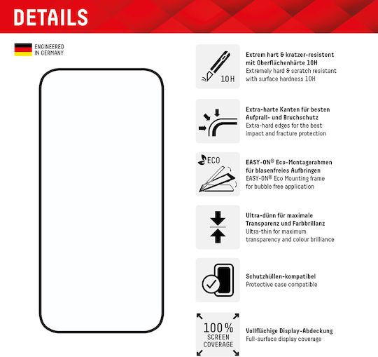 Displex Full Face Tempered Glass Μαύρο (iPhone 15 Plus / 16 Plus)