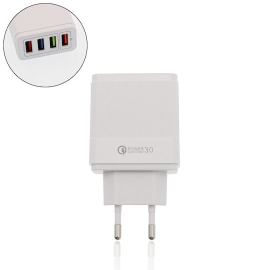 Charger Without Cable with 4 USB-A Ports Blacks (KeKe-QC-04)