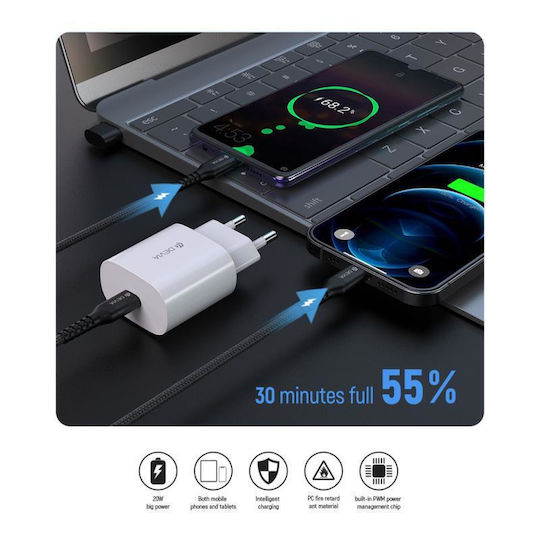 Devia Φορτιστής Χωρίς Καλώδιο με Θύρα USB-C 20W Power Delivery Λευκός (RLC-380)