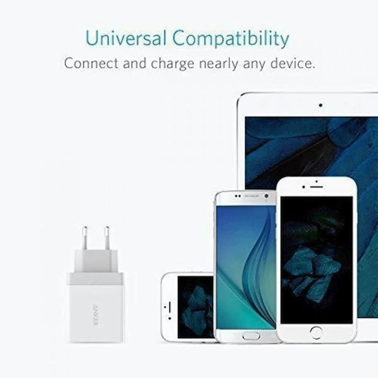 Anker Charger Without Cable with 2 USB-A Ports 24W Whites (PowerPort)