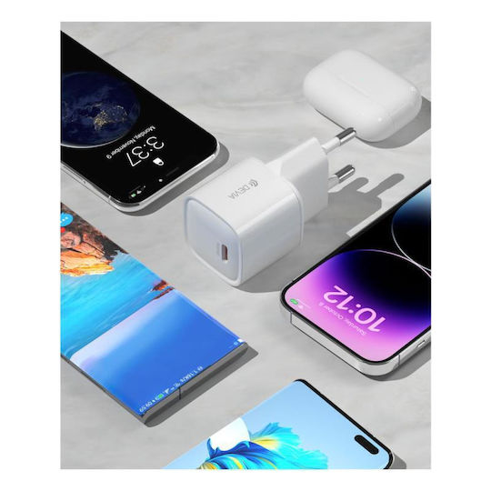Devia Φορτιστής Χωρίς Καλώδιο με Θύρα USB-C 20W Power Delivery Λευκός (DVCH-354861)