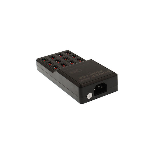 Andowl Ladestation mit 12 USB-A Anschlüsse 60W in Schwarz Farbe (Q-CD630)