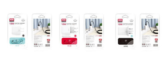 XO Charger GaN with USB-A Port and Cable Lightning 18W Quick Charge 3.0 Whites (L103 UK)