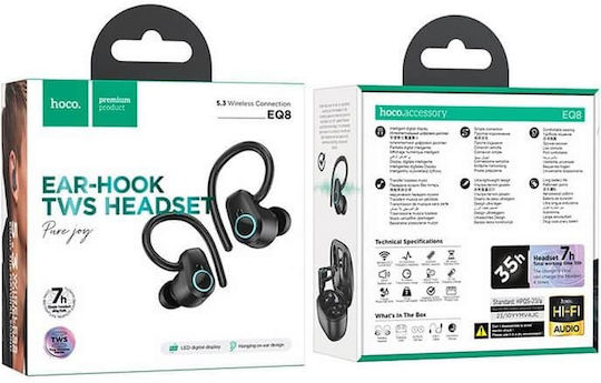 Hoco EQ8 In-ear Bluetooth Handsfree Ακουστικά με Θήκη Φόρτισης Μαύρα