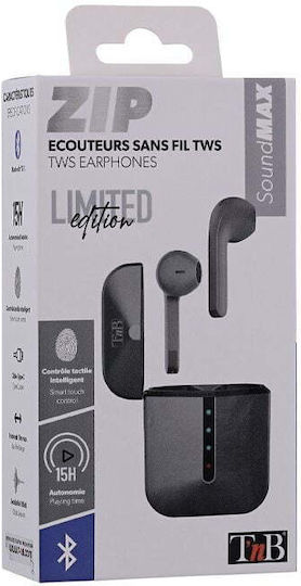 T'nB Zip In-ear Bluetooth Handsfree Ακουστικά με Θήκη Φόρτισης Μαύρα