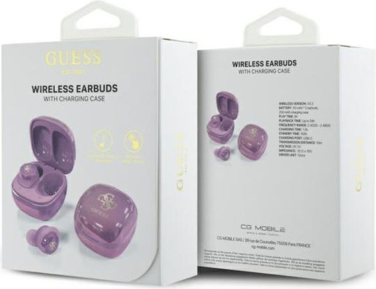 Guess 4G Logo Mini In ear Bluetooth хендсфри Слушалки с Кутийка за Зареждане Лилав