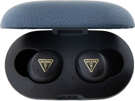 Guess PU Grained ENC In-ear Bluetooth Handsfree Earphones with Charging Case Blue