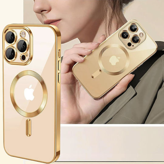 Калъф Electro Magsafe за iPhone 13 Pro Max Златен + Стъклен Протектор за Екран