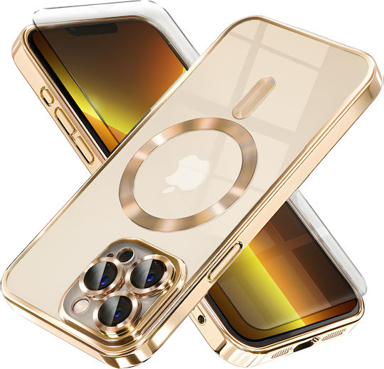 Калъф Electro Magsafe за iPhone 13 Pro Max Златен + Стъклен Протектор за Екран
